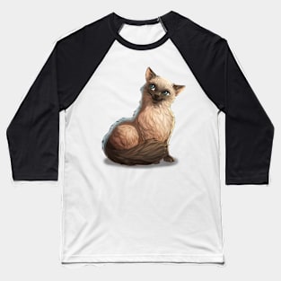 Malaysian or Siamese Longhair Cat Pet Portrait Baseball T-Shirt